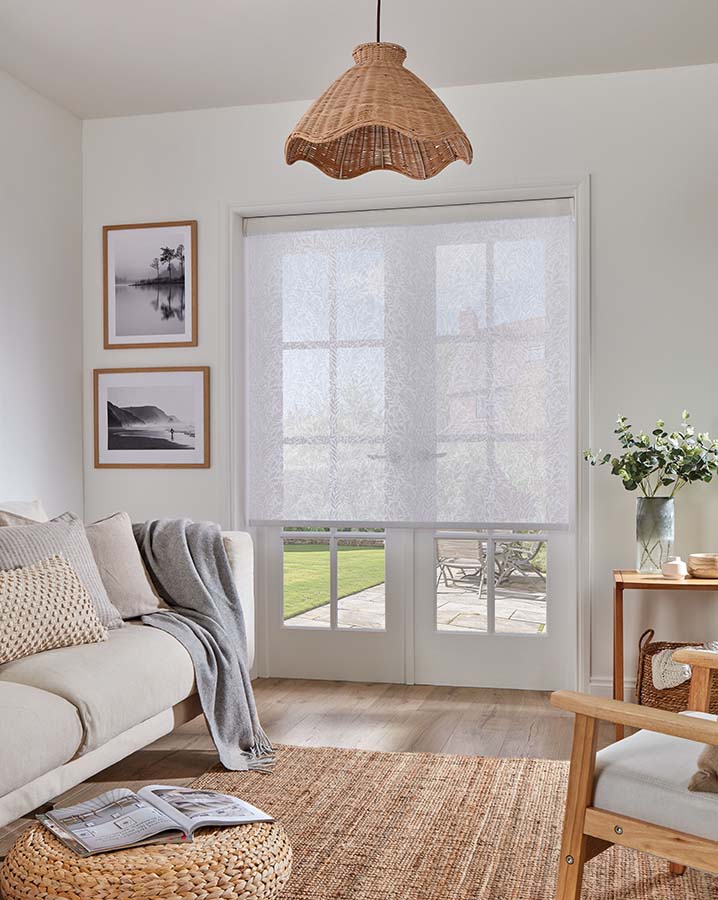 living room roller blind voile with petal leaf design